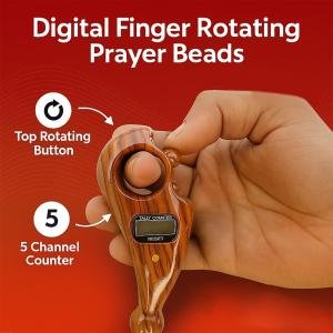 Generic Digital Finger Rotating Prayer Beads Counter with Reset Button for Mantra Chanting & Pooja – Pack of 1