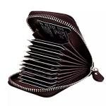 Leather 9 Slot Vertical Credit Debit Card Holder Wallet with Zipper for Men