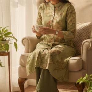 Women’s Floral Printed Kurta Set | Straight Fit Kurta with Pant | 3/4 Sleeve Ethnic Wear | Comfortable Daily & Office Wear
