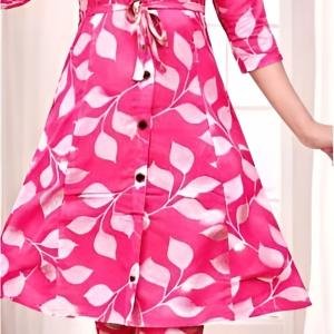 Women’s Printed Kurti Pant Set | Stylish Button Front Kurti with Matching Pants | Daily & Office Wear