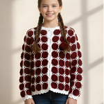 Handmade Crochet Winter Sweater for Girls & Women | Maroon & White Floral Pom-Pom Design | Warm & Stylish Woollen Top | 100% Woollen