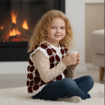 Handmade Crochet Winter Sweater for Girls & Women | Maroon & White Floral Pom-Pom Design | Warm & Stylish Woollen Top | 100% Woollen