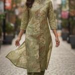 Women’s Floral Printed Kurta Set | Straight Fit Kurta with Pant | 3/4 Sleeve Ethnic Wear | Comfortable Daily & Office Wear