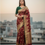 Women’s Banarasi Inspired Woven Saree | Rich Floral Zari Design | Elegant Party & Festive Wear Saree | Saree Only (Without Blouse Piece)