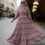 Women’s Modest Abaya Dress | Full Length Islamic Wear | Elegant Ruffle Tier Design | Comfortable Daily & Occasion Wear