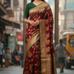 Women’s Banarasi Inspired Woven Saree | Rich Floral Zari Design | Elegant Party & Festive Wear Saree | Saree Only (Without Blouse Piece)