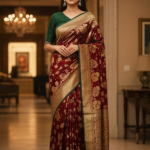 Women’s Banarasi Inspired Woven Saree | Rich Floral Zari Design | Elegant Party & Festive Wear Saree | Saree Only (Without Blouse Piece)