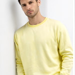 G-STAR Men’s Solid Yellow Crew Neck Sweatshirt | Full Sleeve Casual Pullover | Premium Cotton Blend