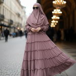 Women’s Modest Abaya Dress | Full Length Islamic Wear | Elegant Ruffle Tier Design | Comfortable Daily & Occasion Wear
