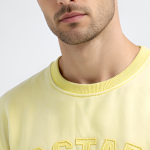 G-STAR Men’s Solid Yellow Crew Neck Sweatshirt | Full Sleeve Casual Pullover | Premium Cotton Blend