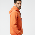 Men's Graphic Fleece Hoodie - Vibrant Orange Streetwear Pullover - Premium Cotton Blend Long Sleeve Sweatshirt with Kangaroo Pocket