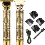 T9 Gold Dragon Hair Trimmer for Men – USB Rechargeable Professional Zero Cut Beard & Hair Clipper with 4 Guide Combs