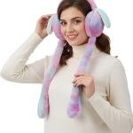 Cute Bunny Ear Plush Earmuffs with Long Scarf for Kids & Girls | Soft Winter Wear | Pastel Multicolor