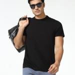 Men's Solid Round Neck T-Shirt Pack of 2 Casual Short Sleeve Cotton T-Shirts for Men