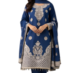 Women’s Royal Blue Embroidered Kurta Pant Set with Dupatta | Ethnic Festive Wear | Soft Georgette Fabric